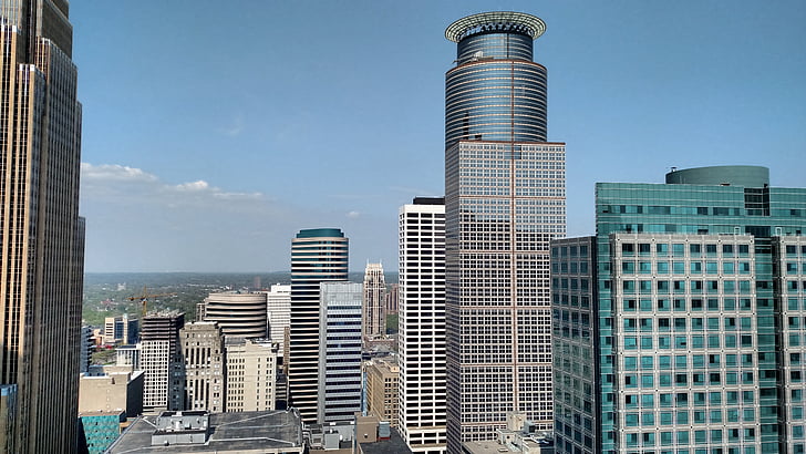 Minneapolis, Minnesota, MN, rascacielos, arquitectura, paisaje urbano, horizonte urbano