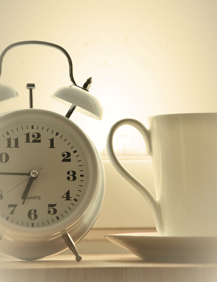 alarm clock, time of, good morning, stand up, have breakfast, time indicating, arouse