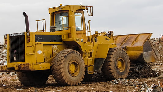 bulldozer, machine lourde, matériel, véhicule, machines, jaune, débris