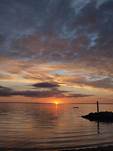 puesta de sol, mar, posluminiscencia, abendstimmung, Romance, Mar Báltico