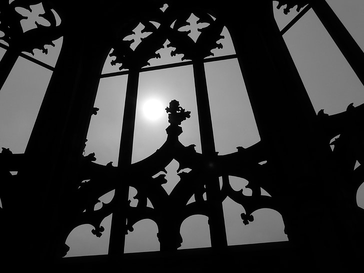 Ulm kathedraal, venster, sieraad, donker, trueb, stemming, somber