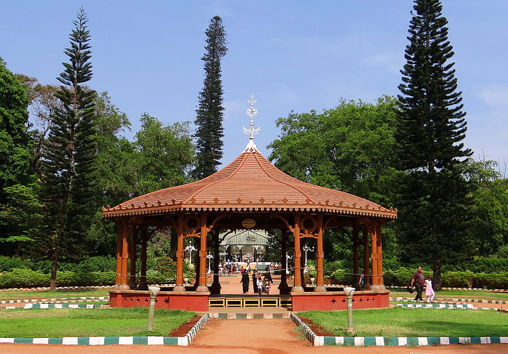 gazebo, canopée, jardin, Bangalore, Inde, en plein air, abri