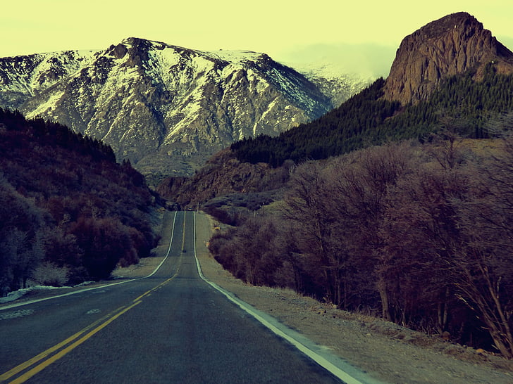 kelias, maršrutas, kalnų, sniego, Gamta, rudenį, kraštovaizdžio