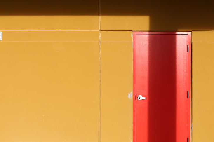 dvere, červená, žltá, Domov, vchod, mesto, moderné