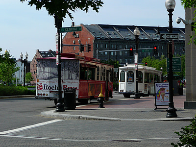 trolly autobusu, Transports, acīm redzot, Boston, Massachusetts, ASV, pilsēta