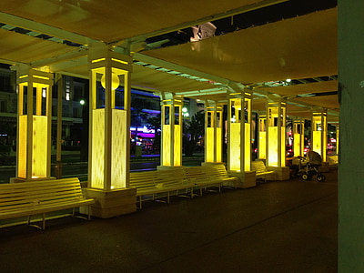 Rue d ' anglais, Хубаво, Франция, Côte d ' azur, нощ, осветление, изчакване пейки
