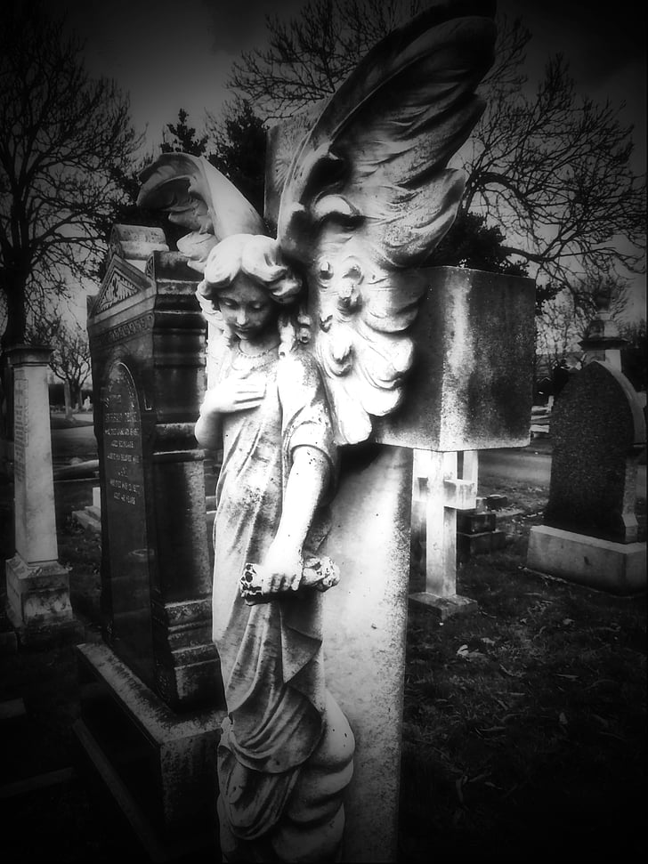 angel, headstone, statue, grave, stone, cemetery, graveyard