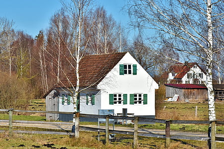 Farm, bauerhofmuseum, landdistrikter, stald, sten, Sky, skyer