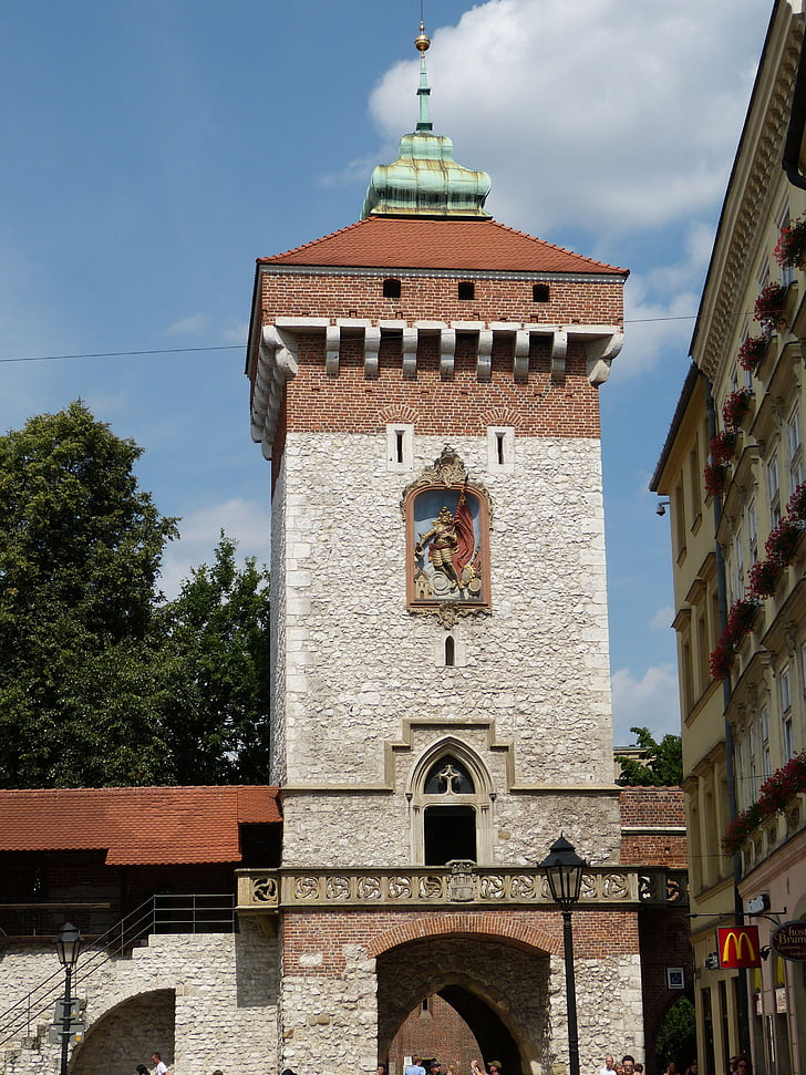 Muralla de la ciudad, puerta de la ciudad, objetivo, entrada, históricamente, edad media, Kraków