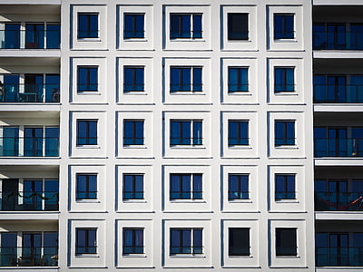 Architektur, moderne, Wolkenkratzer, Gebäude, geometrische, Fassade, Düsseldorf