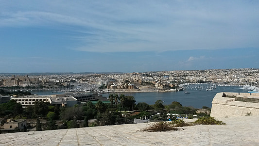 Malta, Bastei, La Valettu, more, Europe, arhitektura, Gradski pejzaž