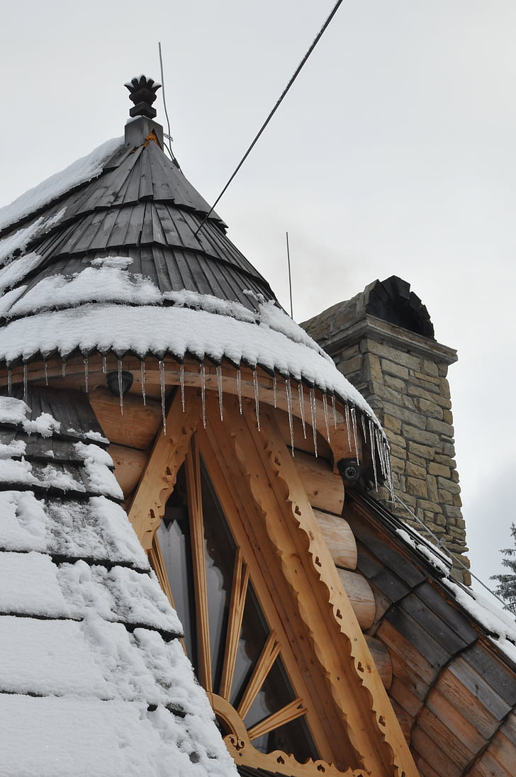 winter, snow, mountains, house, cottage, biel, frost
