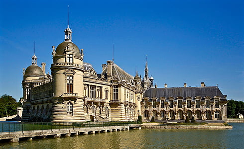 Château de chantilly, arsitektur, bersejarah, Renaissance, air, Danau, Kolam