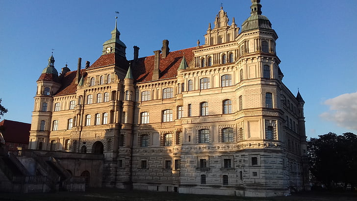 slottet, solen, historisk, abendstimmung, arkitektur, berømte place, Europa