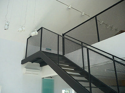 escadaria, escadas, arquitetura, metal, interior, projeto