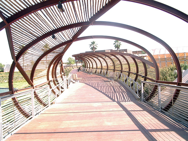 ponte, bambu, Corona, CA, arquitetura, curvo