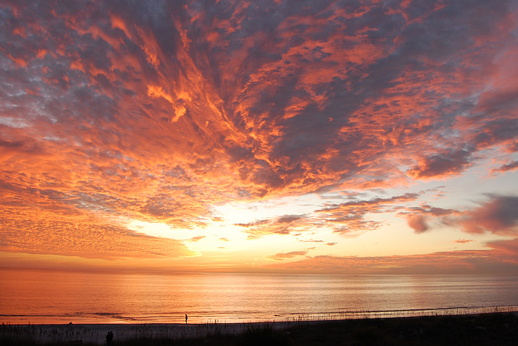 solnedgang, Florida, skyer, himmelen, hav, sjøen, vann