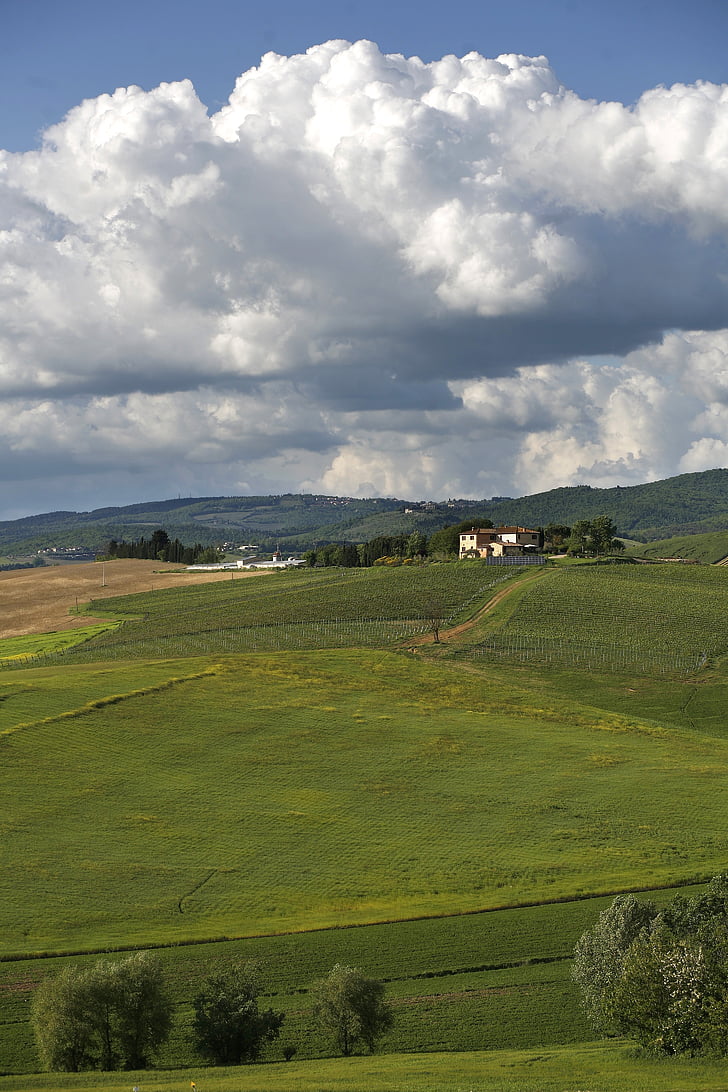 ý, Tuscany, Chianti, Siena, cảnh quan, đám mây, mặt trời