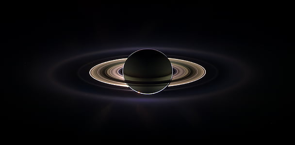 Saturn eclipse, plass, Cassini romfartøy, eclipsing solen, kosmos, solen, lys