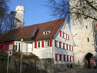 Ravensburg, miesto centras, Viduramžiais, viršutinėje vartų, pastatas, istoriškai