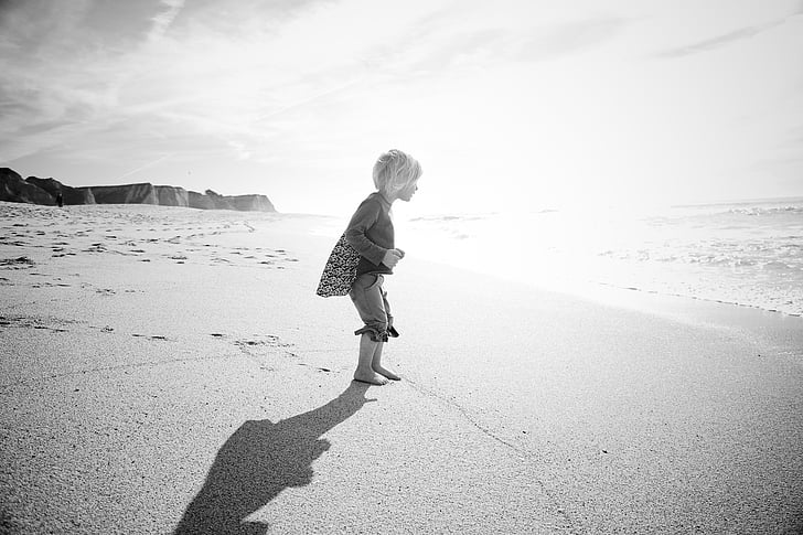 Ozean, Schatten, San francisco, Kalifornien, Strand, Sand, nur Kinder
