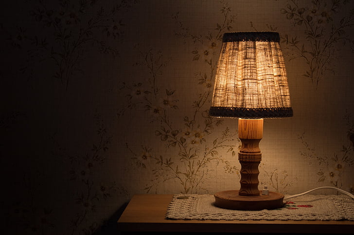 night table lamp, light, bedside table, lighting, electric light, rays, warm white