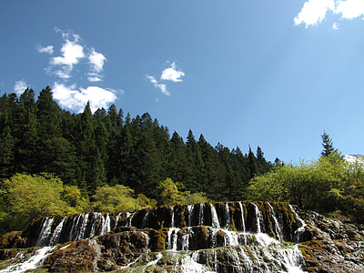 Falls, Jiuzhaigou, podróż na zachód, krajobraz