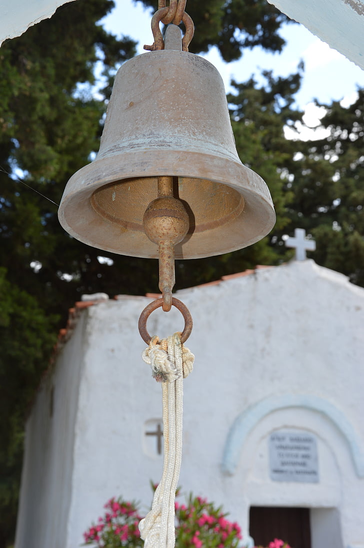 cerkev, zvonec, cerkveni zvon, medenina, kos, Grčija