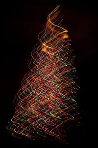 Vianočný strom, vianočnými svetlami, dekorácie, lesklé, abstraktné, pozadia, žiariace