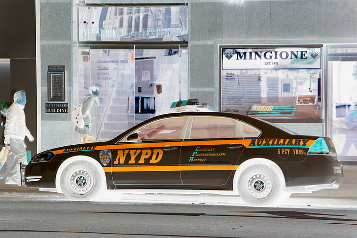 Máy, người lái xe hơi, tự động, đường, New york, cảnh sát