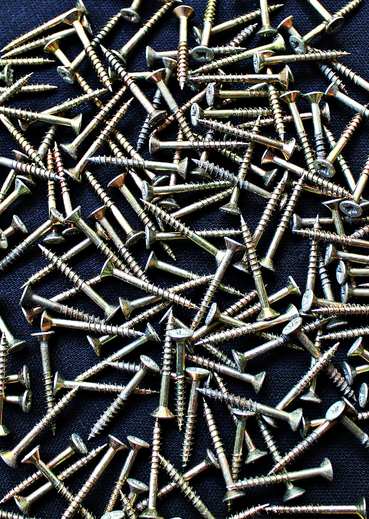 screw, metal, brass, close, wood screws, spax