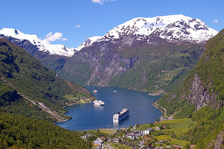Fjord, Norsko, fjordlandschaft, hory, krajina, Příroda, Hill
