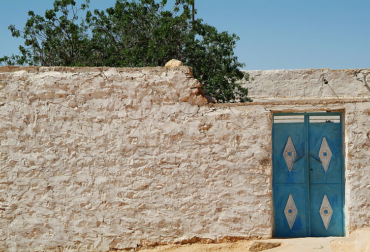 Tunisia, pintu, dinding batu, dinding - fitur bangunan, arsitektur