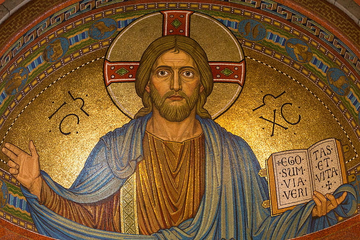Krista, Isus, religija, mozaik, Uskrs, zlato, : Maria laach