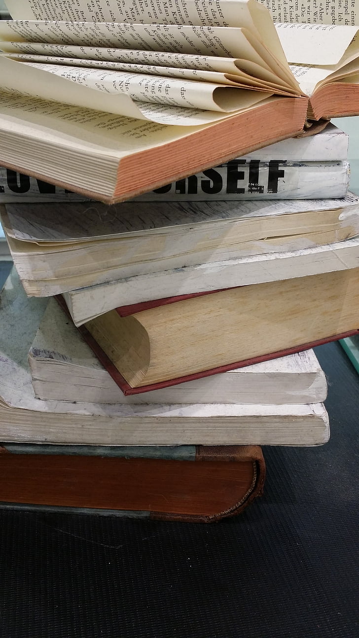 llibres antics, llibres, un munt de llibres, llibre, pila, document, document