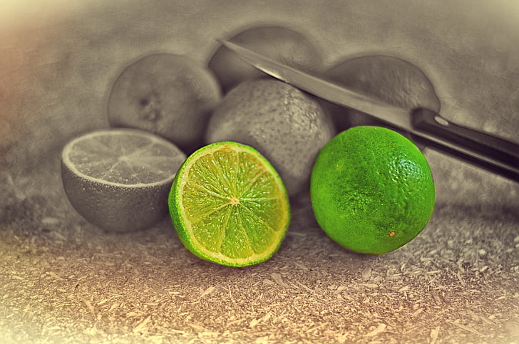 limão, azedo, verde, limões, comida, vitaminas, saudável
