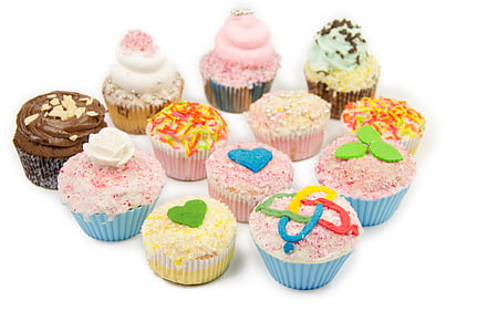 cupcakes, saldumi, jauks, maiznīca, garšīgi, krēms, dizains