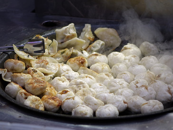 dumplings, dejen, påfyldning, fedtet, Hot, kinesisk, mel
