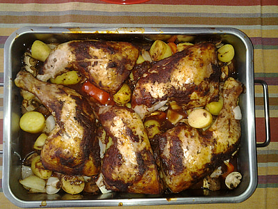 cibo, pollo, teglia da forno