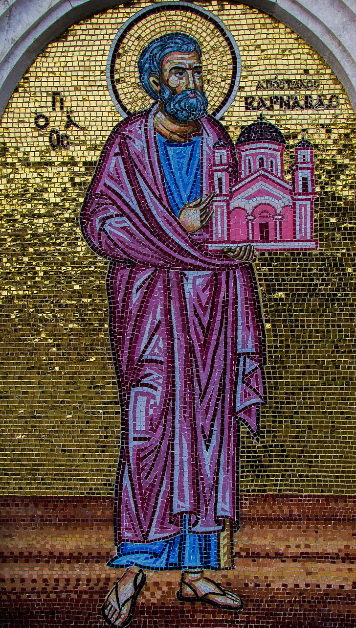 apostle varnavas, saint, cyprus church, founder, mosaic, religion, ayia napa