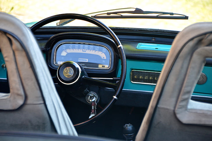 rattet, speedometer, bilnøklene, Oldtimer, bil, Renault, Caravelle