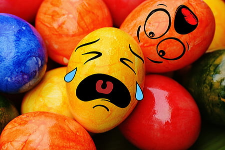 Páscoa, ovos de Páscoa, Smiley, engraçado, colorido, Feliz Páscoa, ovo