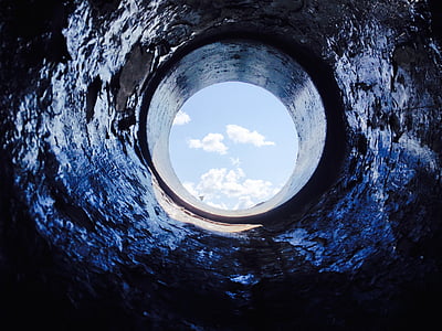 porthole, hole, tube, sky, blue, window, round