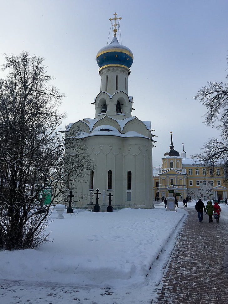 Rusko, Sergiev posad, kláštor, pravoslávna, kostol, zimné, sneh