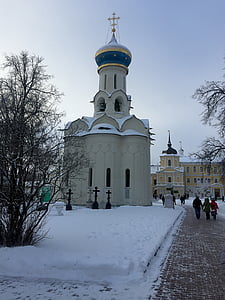 ロシア, セルギエフ ・ ポサード, 修道院, 正統派, 教会, 冬, 雪