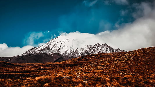 Yeni Zelanda, dağlar, gökyüzü, bulutlar, Panorama, manzara, doğal