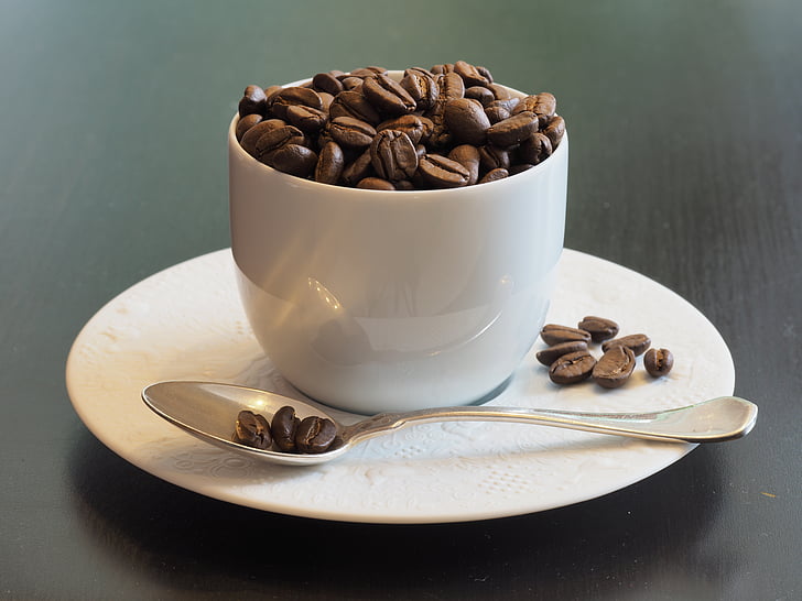 Kaffeetasse, Kaffee Bohnen, Still-Leben