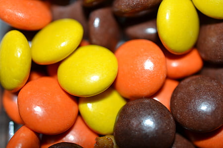 godteri, godteri, gul, oransje, brun