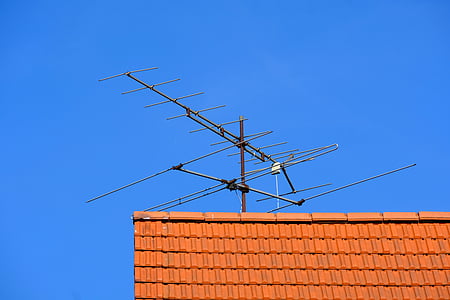 antena, penerimaan televisi, menonton tv, Resepsionis, TV, antena rumah, atap antena