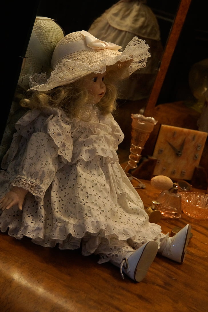 old doll, toy, museum, old-fashioned, people, antique, one Person